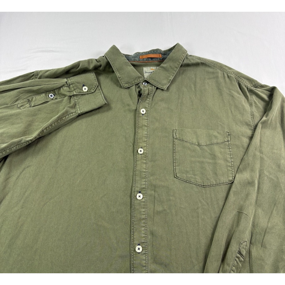 Tommy Bahama Shirt Mens 3XB Big Green Button Up Long Sleeve Beach Preppy